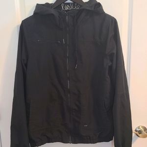 Volcom black zip-up hooded windbreaker